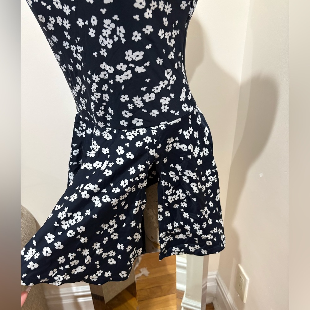SWIM DRESS Size 14 Women’s navy and white Floral Print Sleeveless swim Dress - Picture 3 of 7